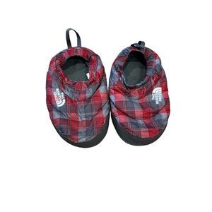 The north face boys plaid slippers red gray black size 12